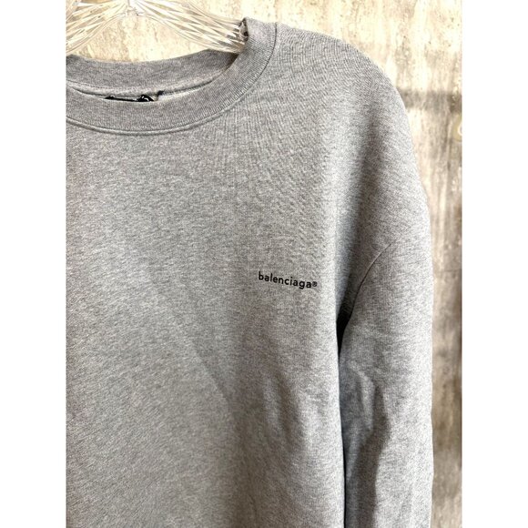 Balenciaga Gray Crewneck Sweatshirt M Unisex Cotton Casual Luxe - Picture 8 of 8
